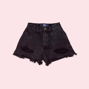 Hollister Co. Black High Rise Distressed Denim Shorts
